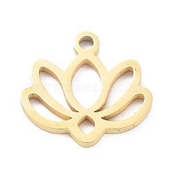 304 Stainless Steel Flower Lotus Charms, Golden, 11x11x1mm, Hole: 1.2mm.(STAS-Z054-02G)