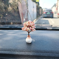 Mini Plastic Tree Ornament, Resin Base for Car Interior Decorations, Pink, 70mm(PW-WG67106-04)