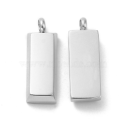 201 Stainless Steel Pendants, Rectangle Charm, Stainless Steel Color, 19x7x4mm, Hole: 2mm(STAS-Q216-19P)