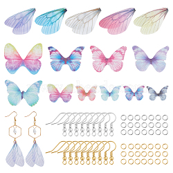 DIY Fabric Dangle Earring Making Kits, Including 150Pcs Butterfly & Dragonfly Polyester Fabric Wings Crafts Decoration, Iron Earring Hooks & Jump Rings, Mixed Color, Wings Crafts Decoration: 150pcs(DIY-AR0001-61)