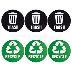 6Pcs 2 Styles PVC Garbage Recycle Trash sign stickers, Waterproof Garbage Classification Decals for Kitchen, Home Necessity, Round, Sign Pattern, 127x0.1mm, about 3pcs/style(DIY-WH0043-40)