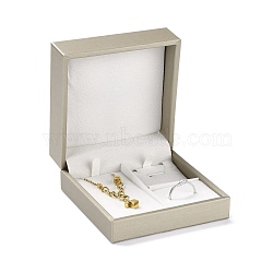 PU Leather Jewelry Box, for Pendant, Ring and Bracelet Packaging Box, Square, Tan, 9x9x4.5cm(CON-C012-05B)