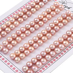 Grade 6A Natural Cultured Freshwater Pearl Beads, Half Drilled, Half Round Beads, Purple, 6~6.5x4mm, Hole: 1mm(PEAR-N018-6A-6065C)