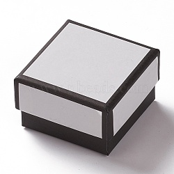 Cardboard Jewelry Boxes, with Sponge Inside, for Jewelry Gift Packaging, Square, White, 5.2x5.15x3.2cm(CON-P008-B01-05)