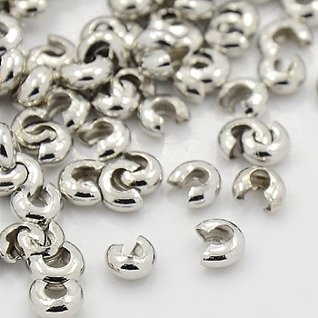 Iron Crimp Beads Covers, Platinum Color, Size: About 5mm In Diameter, Hole: 1.5~1.8mm