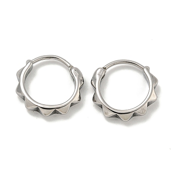 316 Surgical Stainless Steel Hoop Earrings, Ring, Antique Silver, 14.5x14.5mm