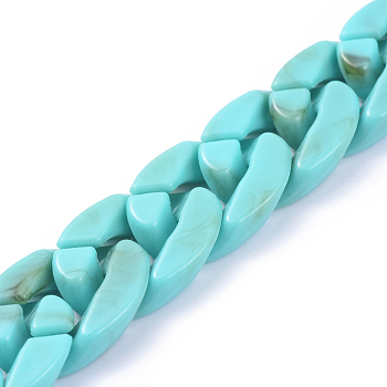 Handmade Acrylic Curb Chains/Twisted Chains, Imitation Gemstone, Turquoise, 23.5x17x5mm, about 39.37 inch(1m)/strand