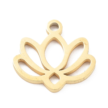 304 Stainless Steel Flower Lotus Charms, Golden, 11x11x1mm, Hole: 1.2mm.