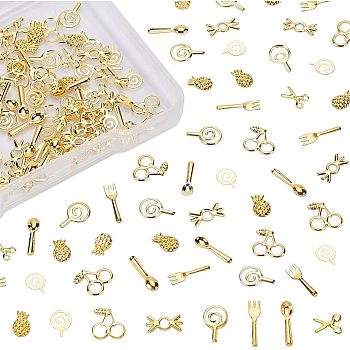 Alloy Cabochons, Epoxy Resin Supplies Filling Accessories, for Resin Jewelry Making, Mixed Shapes, Golden, 160pcs/box