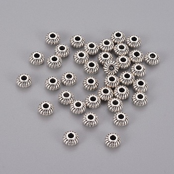 Alloy Spacer Beads, Rondelle, Cadmium Free & Lead Free, Antique Silver, 6x4mm, Hole: 1.5mm