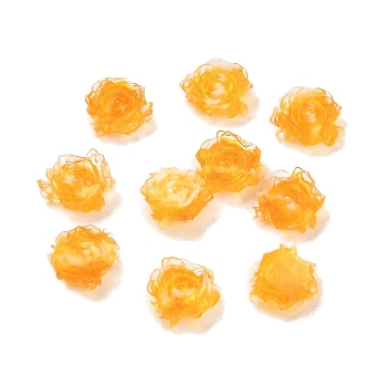 Luminous Translucent Resin Decoden Cabochons, Glow in the Dark Flower, Gold, 8.5x9.5x4mm