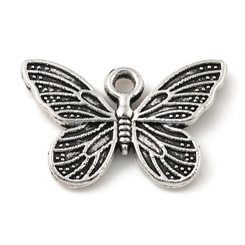 Alloy Pendants, Tibetan Style, Butterfly, Antique Silver, 10.5x16x1.5mm, Hole: 1.4mm