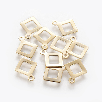 304 Stainless Steel Charms, Rhombus, Golden, 11.5x9.5x0.5mm, Hole: 1mm