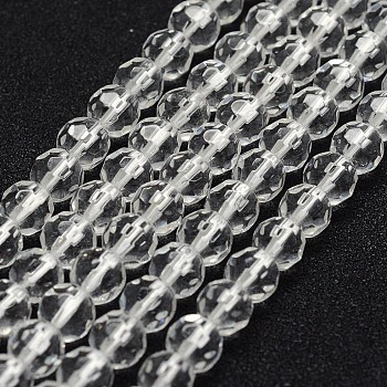 Synthetic Quartz Crystal Beads Strands, Faceted, Round, 6~6.5mm, Hole: 1mm, about 68pcs/strand, 15.7 inch(40cm)