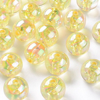 Transparent Acrylic Beads, AB Color Plated, Round, Gold, 16x15mm, Hole: 2.8mm, about 220pcs/500g