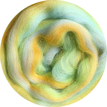 Gradient Color Needle Felting Wool Roving, for Wet Felting Dreadlocks DIY Craft Material, Light Green, 200x100x50mm