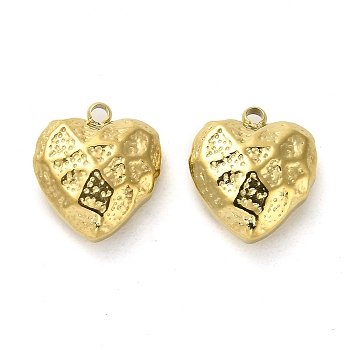 304 Stainless Steel Pendants, Heart Charm, Real 14K Gold Plated, 14x12x5mm, Hole: 1.6mm