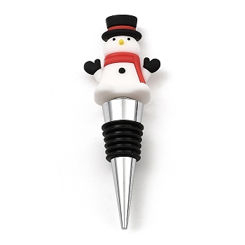 Christmas Theme Aluminium Alloy & PVC Wine Bottle Stoppers, for Winebottle, Snowman, 106.5x37x22mm