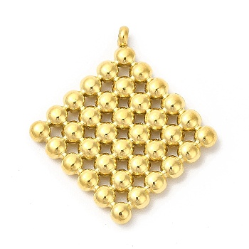 Ion Plating(IP) 304 Stainless Steel Pendants, Dotted Rhombus Charm, Golden, 27x24x3mm, Hole: 1.8mm