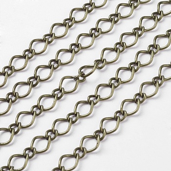 Iron Handmade Chains Figaro Chains Mother-Son Chains, Unwelded, Antique Bronze Color, with Spool, Mother link: 7x10mm, Son link: 4x6mm, 1.2mm thick, about 164.04 Feet(50m)/roll
