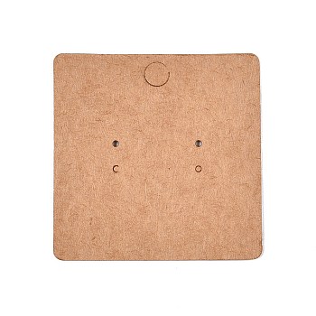 Square Kraft Paper Earring Display Cards, Sandy Brown, 7x7x0.04cm