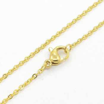 304 Stainless Steel Cable Chain Necklaces, with Lobster Claw Clasps, Golden, 17.7 inch