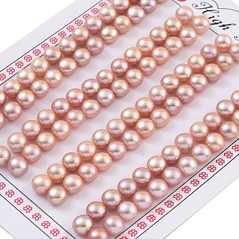 Grade 6A Natural Cultured Freshwater Pearl Beads, Half Drilled, Half Round Beads, Purple, 6~6.5x4mm, Hole: 1mm