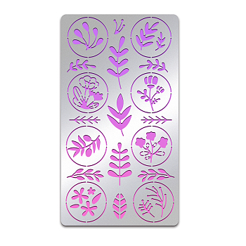 Stainless Steel Cutting Dies Stencils, for DIY Scrapbooking/Photo Album, Decorative Embossing DIY Paper Card, Matte Stainless Steel Color, Flower Pattern, 177x101mm