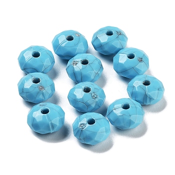 Opaque Acrylic Beads, Faceted, Rondelle, Deep Sky Blue, 8.5x5mm, Hole: 1.8mm