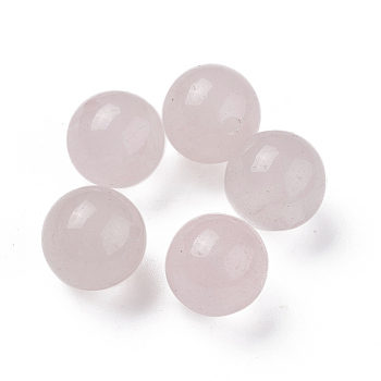 Natural Rose Quartz Beads, Half Drilled, Round, 10mm, Hole: 1.4mm
