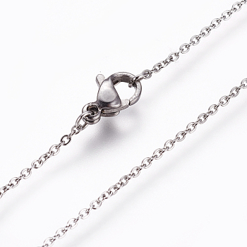 304 Stainless Steel Cable Chain Necklaces, with Lobster Claw Clasps, Stainless Steel Color, 19.68 inch(50cm)
