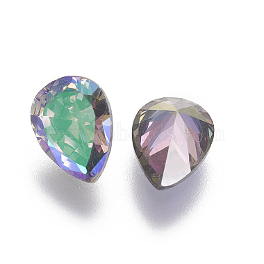 Electroplated Cubic Zirconia Pointed Back Cabochons(ZIRC-I024-6x8-04)-3
