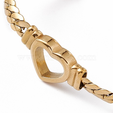 304 bracelet à maillons en forme de cœur en acier inoxydable avec chaînes à maillons cubains pour femme(BJEW-P284-01G)-2