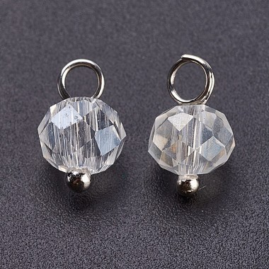 Platinum Clear Rondelle Brass+Glass Charms
