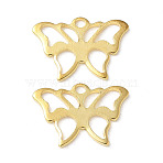201 Stainless Steel Pendants,  Butterfly Charms, Golden, 9x13x0.5mm, Hole: 1.2mm(STAS-I330-057G)