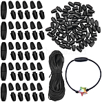 Plastic Breakaway Clasps, For Rubber Silicone Teething Necklaces, with Polyester Cords, Black, 24x9mm, Hole: 2.5mm(KY-BM0001-06B)