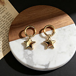 Star Alloy Hoop Earrings, Golden, 35x16mm(FS-WGF86FC-06)
