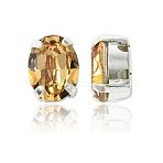 Preciosa&reg MAXIMA Crystal Sew-On Cups, Multi-Strand Links, Czech Crystal, with Brass Prong Settings, 719 36 406 Oval, Silver, 10330 Lt.Col.Topaz, 8x6mm(X-PRC-SB8-10330-S)