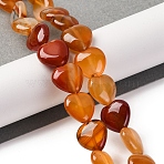 Natural Red Agate Beads Strands, Heart, 14~14.5x13.5~14x6~6.5mm, Hole: 1mm, about 28pcs/strand, 15.16''(38.5cm)(G-I372-A03-02)