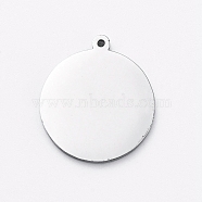 304 Stainless Steel Stamping Blank Tag Charms, Manual Polishing, Flat Round, Stainless Steel Color, 17x15x1mm, Hole: 0.8mm(STAS-G215-10-P01)