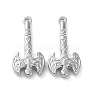 304 Stainless Steel Pendants, Axe with Trinity Knot Charm, Stainless Steel Color, 34x16.5x4mm, Hole: 1.3mm(STAS-P324-25P)