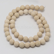 Natural Fossil Beads Strands, Frosted, Round, 6mm, Hole: 0.8mm, about 60pcs/strand, 15 inch(G-D694-6mm)