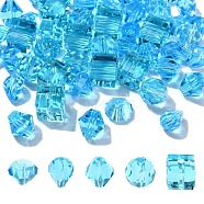 50Pcs 5 Styles Imitation Austrian Crystal Beads, Grade AAA, Faceted, Drop Charm, Deep Sky Blue, 6~8x8mm, Hole: 0.7~1mm, 10pc/style(FIND-YW0004-71D)