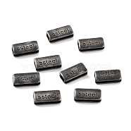 316 Surgical Stainless Steel Beads, Rectangle with Word Ssteel, Antique Silver, 6.5x13x3.6mm, Hole: 3.5x2mm(STAS-K276-04AS)