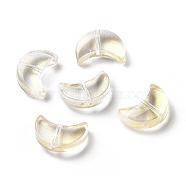 Transparent Spray Painted Glass Beads, Crescent Moon, Champagne Yellow, 14x9.5x5mm, Hole: 1mm(GLAA-I050-04K)