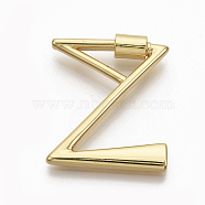 Brass Screw Carabiner Lock Charms, for Necklaces Making, Real 18K Gold Plated, Nickel Free, Letter.Z, 31x25x2.5mm(KK-T046-001G-Z-NF)