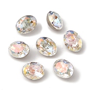 K9 Glass Rhinestone Cabochons, Pointed Back & Back Plated, Faceted, Oval, Light Crystal AB, 6x8x5mm(RGLA-A025-06B-001LA)