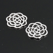 Zinc Alloy Pendants, Flower, Platinum, 16x15.5x1.5mm, Hole: 2x1.5mm(PALLOY-D227-P)