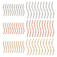 60Pcs 6 Style Rack Plating Brass Curved Tube Beads, Long-Lasting Plated, Mixed Color, 20~30x1.5mm, Hole: 0.8~0.9mm, 10pcs/style(KK-BC0009-14)