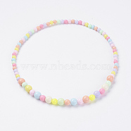Solid Chunky Bubblegum Acrylic Ball Bead Kids Necklaces, Mixed Color, 18.1 inch(46cm)(NJEW-JN02091-04)